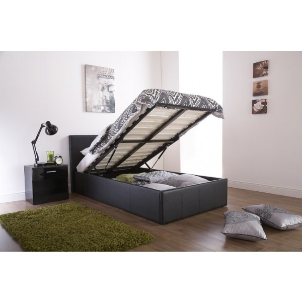 Leather storage lift bed frame