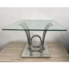 Clear glass top side table 
