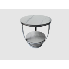 Vivary round side table -White & Silver 