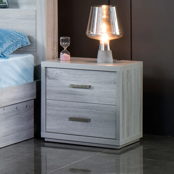 2 Drawers bedside cabinet -Cement Grey 