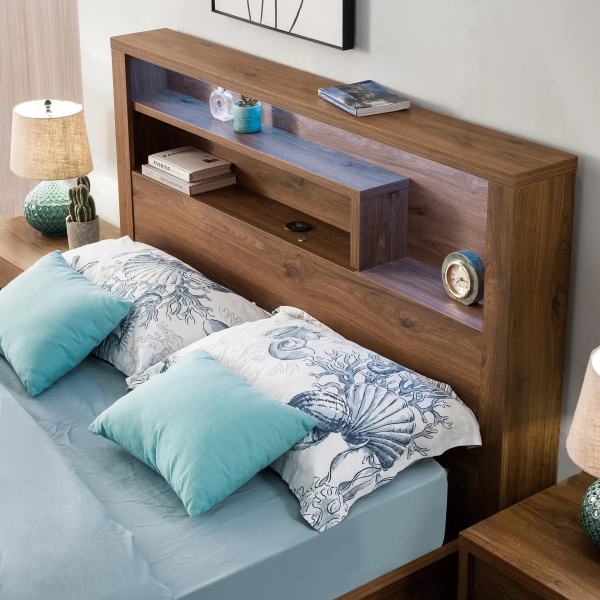 Rustic Walnut Storage bed frame 