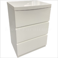 3 Drawers White gloss bedside table 