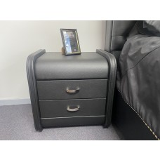 Black Leather Bedside Cabinet 