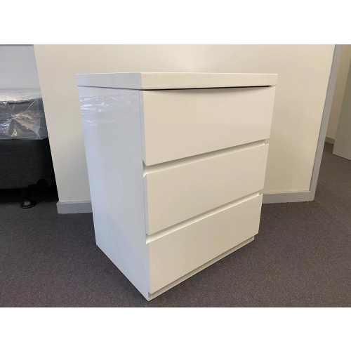 White gloss 3 drawer deals bedside table