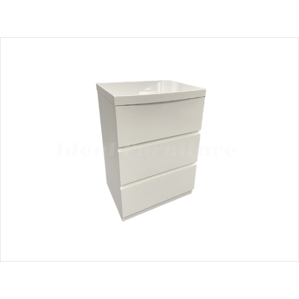 3 Drawers White gloss bedside table 