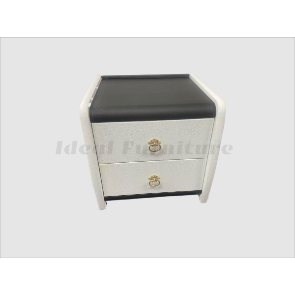 Black and White leather bedside cabinet 