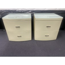 White glass top 2 drawers bedside cabinet /Pair