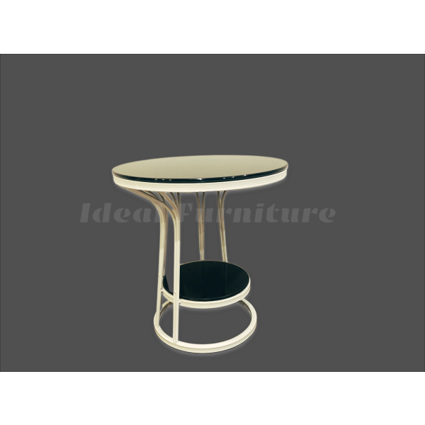 Glass top round side table 