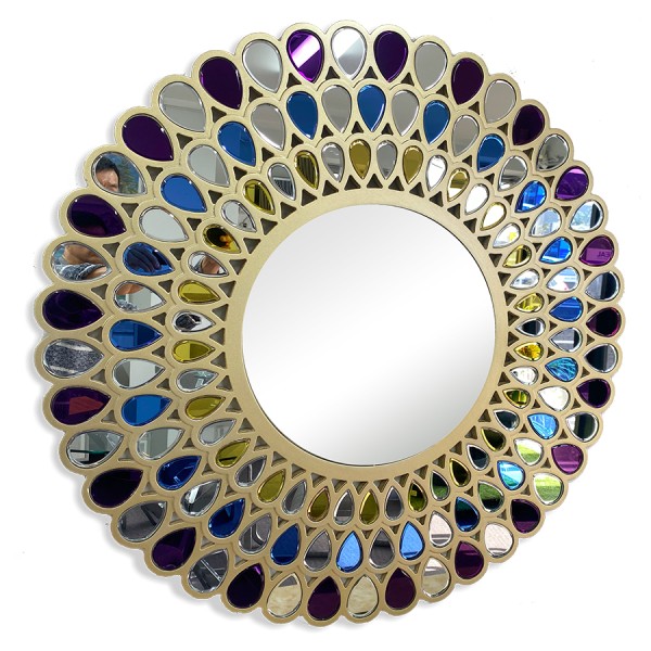 Golden Flowers round wall mirror 