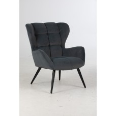 Velvet wingback armchair-Dark grey 