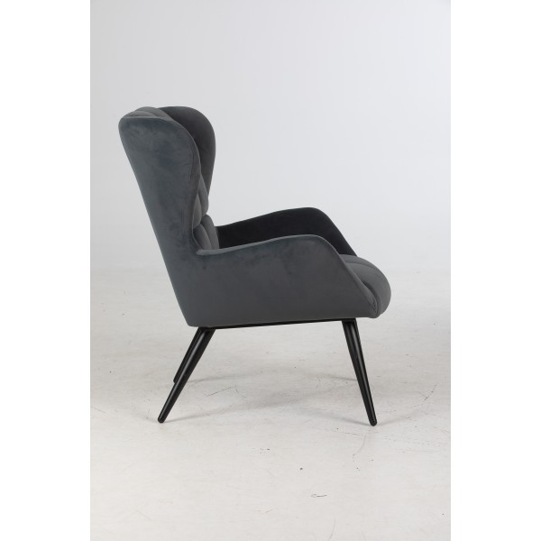 Velvet wingback armchair-Dark grey 