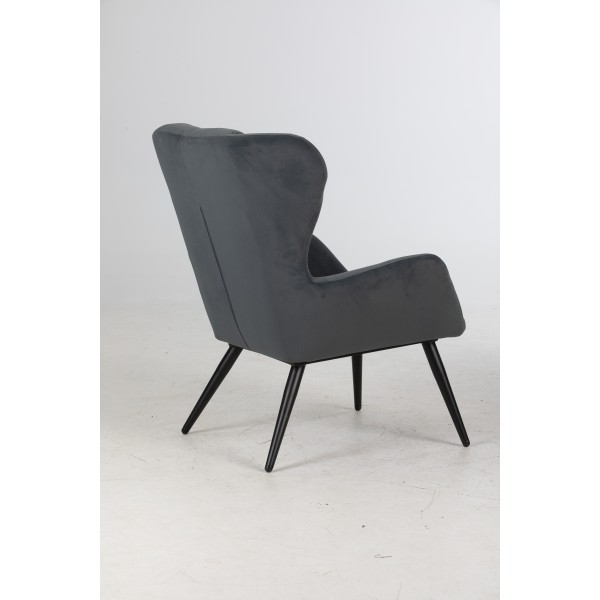 Velvet wingback armchair-Dark grey 