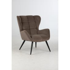 Velvet wingback armchair-Light coffee