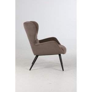 Velvet wingback armchair-Light coffee